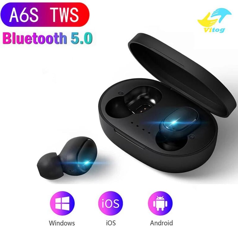 【Ready Stock】Vitog A6S TWS Wireless Bluetooth Earphone with Mic,Touch Control Noise Reduction Wireless Earbuds for Gaming,Dual Mic HD Call Waterproof Stereo Bluetooth Headset for Xiaomi iPhone Huawei Samsung Oppo ViVo Mobile Phone/Laptop