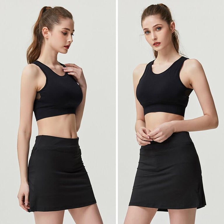 S-XXXL Women Tennis Skirts Badminton Golf Pleated Skirt High Waist Fitness Shorts with Phone Pocket Girl Athletic Sport Skorts