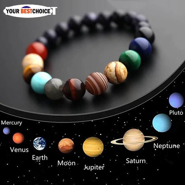 YBC Eight Planets Bead Bracelet Universe Yoga Chakra Bangle Jewelry Gift for Men Women