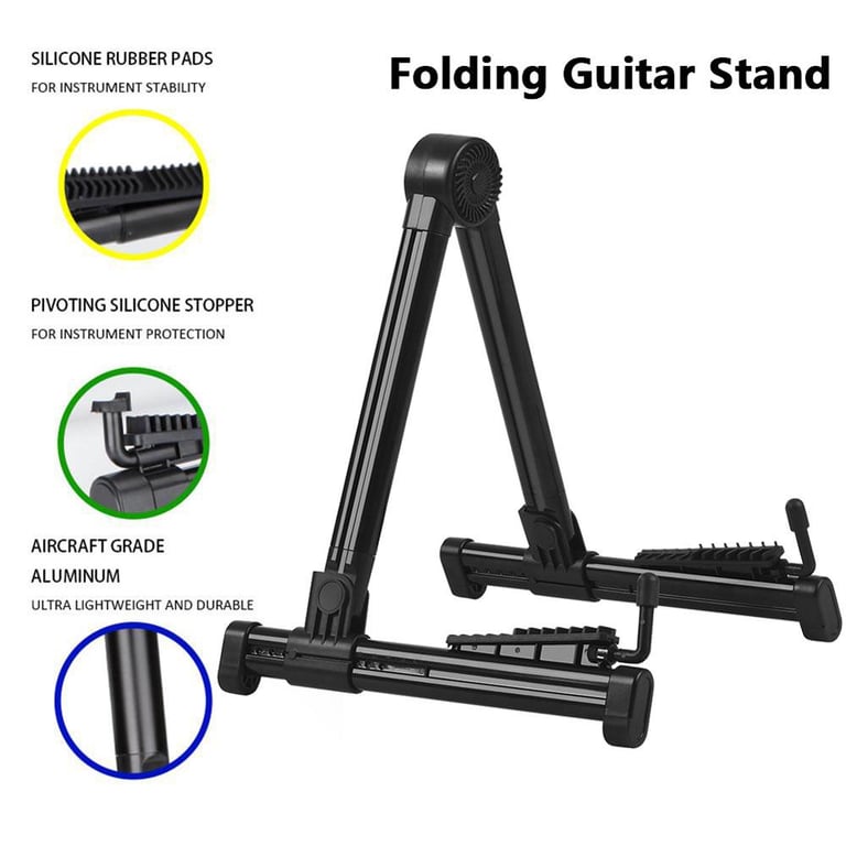 DJANP Folding Portable Floor Rack Holder Fits All Guitars Universal Electric Acoustic Bass Stringed Instrument Stand Folding Guitar Stand Guitar Stand Guitar Accessories