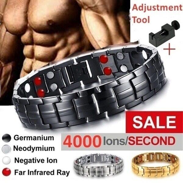 WGK 316L stainless steel Double Row Magnetic Therapy Bracelet men Magnet Bracelet Wish Bracelet Black Bracelet for men