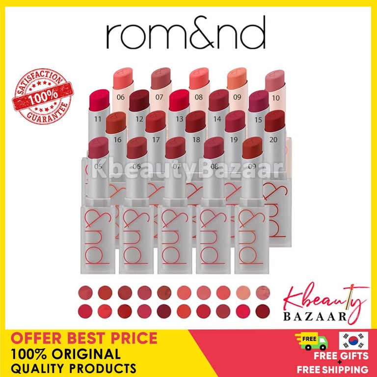 [ROMAND] - Zero Matte Lipstick 3g - Best Korean Cosmetics + Freebies