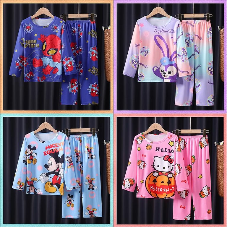 2022New Boys Girls Pyjamas Kids sleepwear Cartoon Night Dress Long Sleeve Kids Pyjamas儿童睡衣