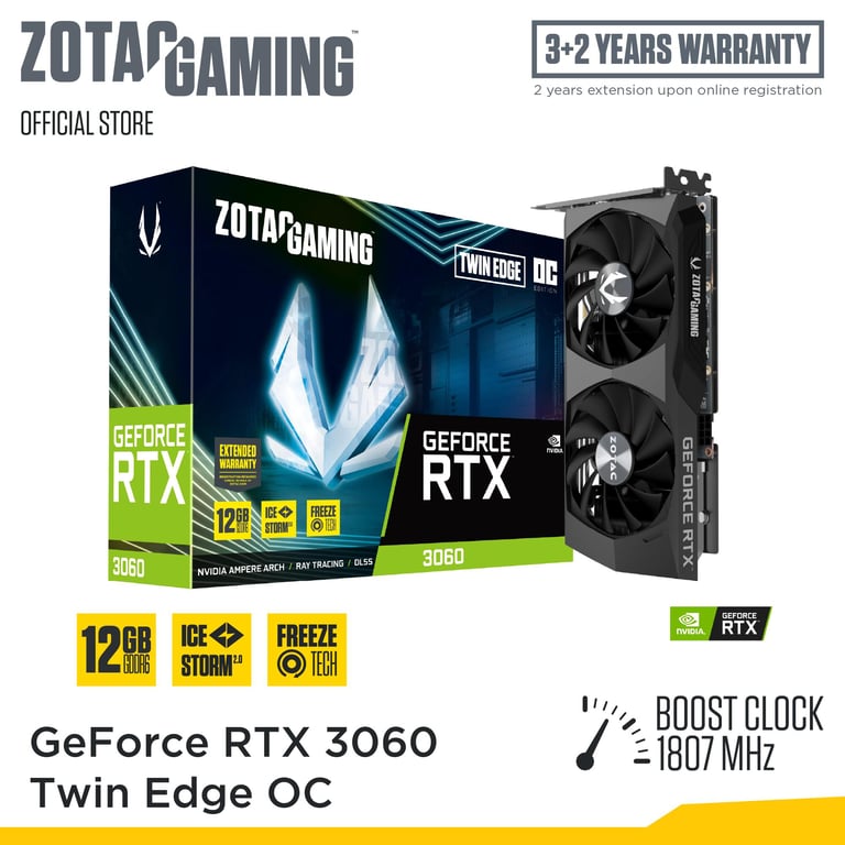 ZOTAC GAMING GeForce RTX 3060 TWIN EDGE OC 12GB 1807Mhz