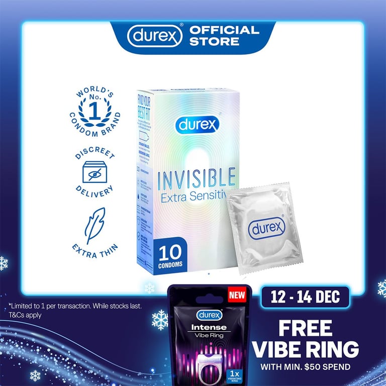 Durex Invisible Extra Thin and Extra Sensitive Condoms 10s