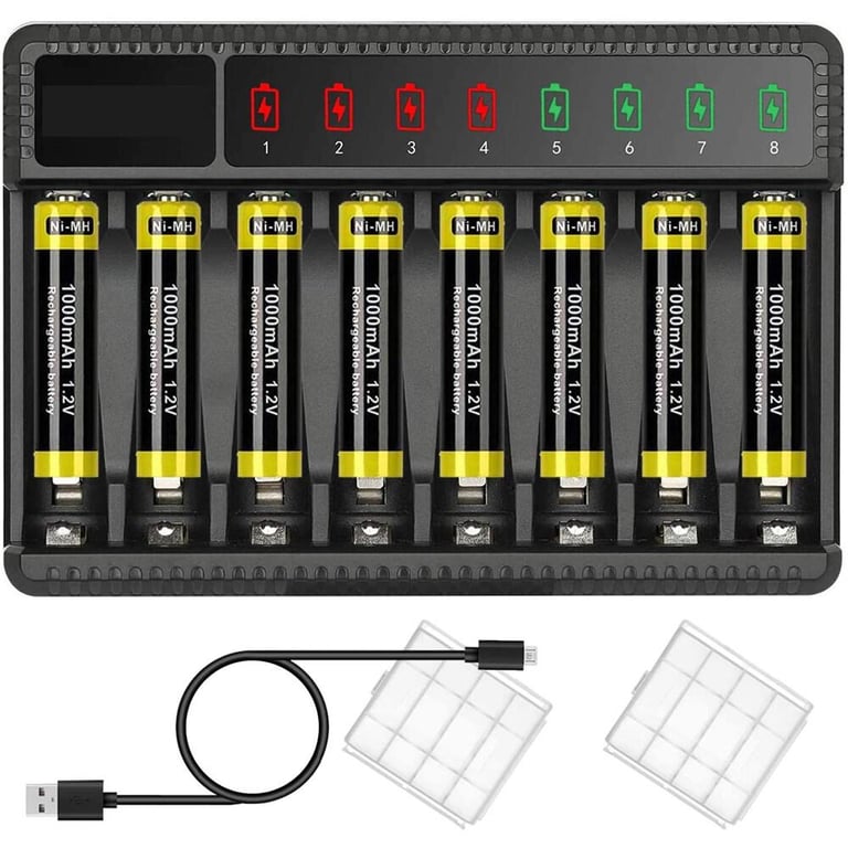 8-slot LED Display Smart Battery Charger Suitable for Aa/aaa Ni-MH Rechargeable Batteries