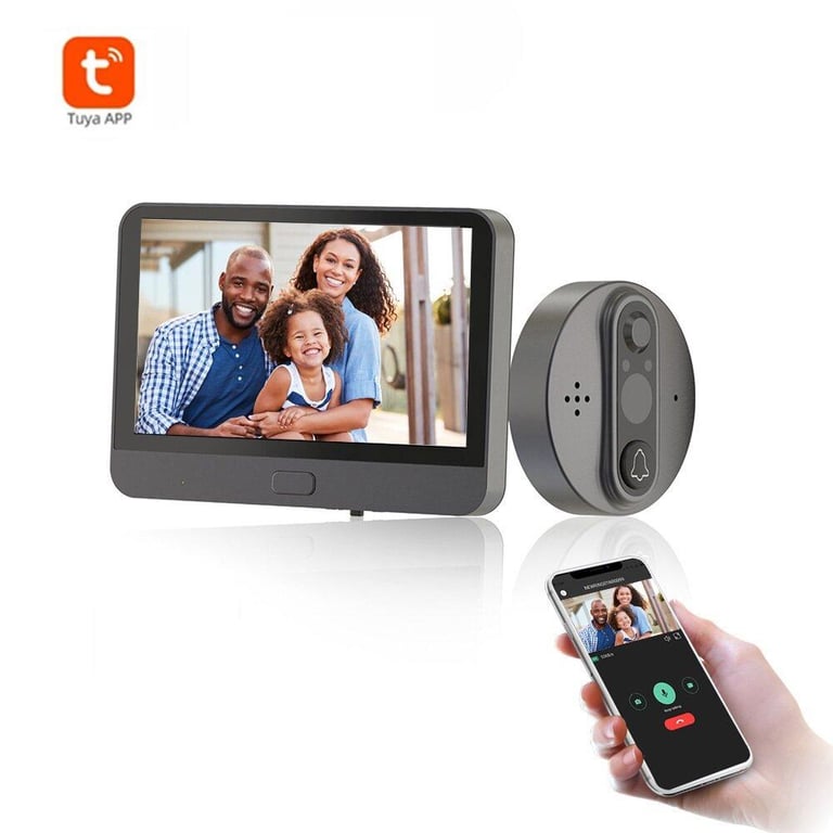 1080P Smart WiFi Video doorbell Peephole Doorbell Viewer Home PIR Motion Detection Security Monitor Detection Tuya APP Remote Control