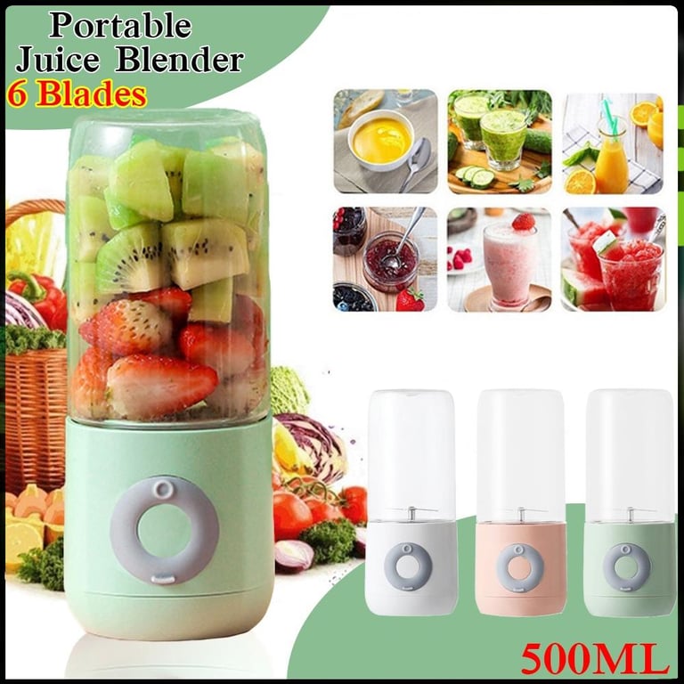 Juicer Cup Electric Fruit Juicer Blender 500ml USB Rechargeable Wireless Fruit Extractor with Filter 6 Blades 30 Seconds Quick Juicing