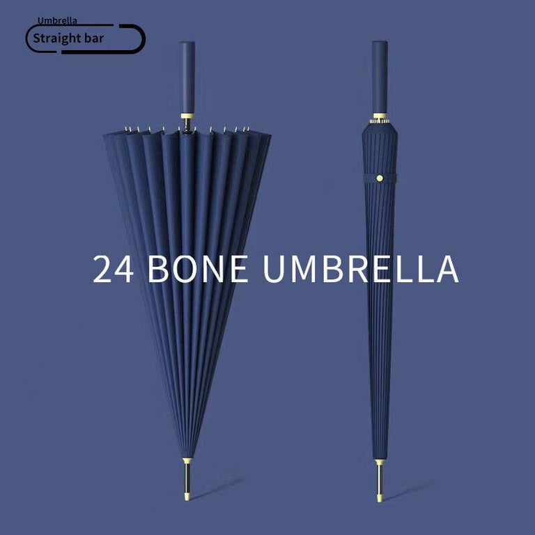 24 Bone Umbrella Golf Straight Long Handle Umbrella Large Oversized Windproof Double Rainstorm Business Umbrella