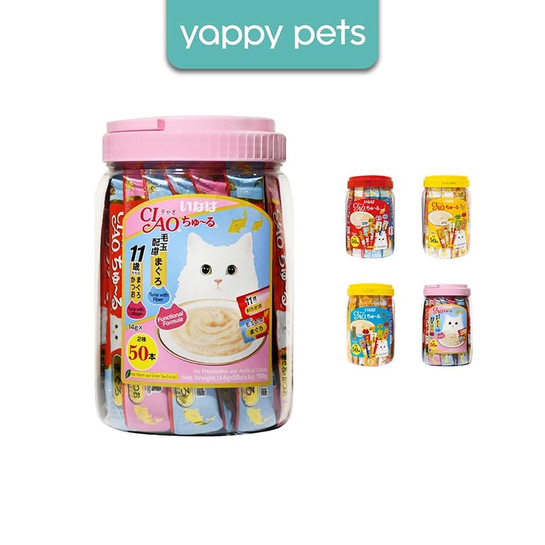 Ciao Churu Festival Tube Mix Liquid Cat Treats (14g x 50's) | Meal Topper, Meow Tuna Chicken Seafood Collagen Fiber