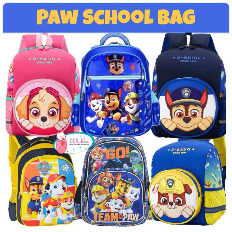 [LIL BUBBA] PAW PATROL CHASE SKYE BAG SCHOOL BAG PJ MASK BACKPACK PENCIL CASE
