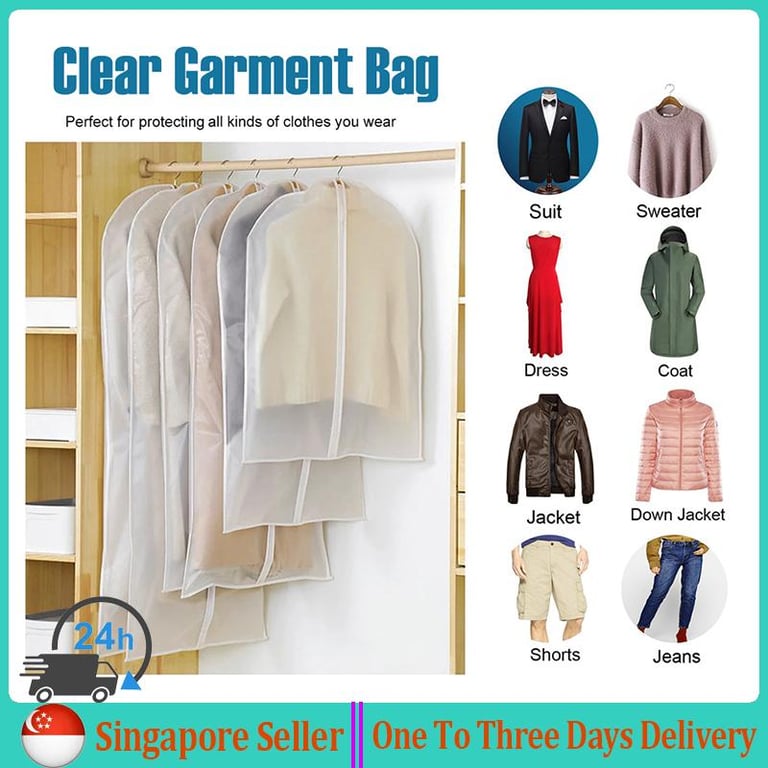 [Ready Stock] Clothes Dust Cover Dustproof Garment Bag For Suit Dress Sweater Overcoat Protector Suit Storage Bag With Zipper