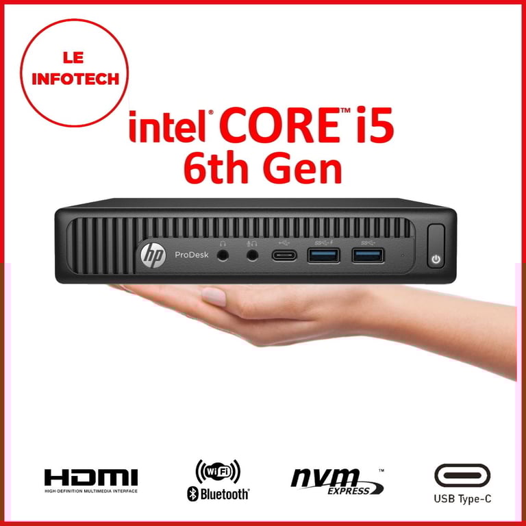 HP EliteDesk 800 G2 Mini Desktop PC Quad Cores Intel i5-6500T 2.5GHz 8-32GB DDR4 New 256GB-1TB M.2 NVMe SSD Free WiFi+DP to HDMI Win10Pro Used - LeInfotech