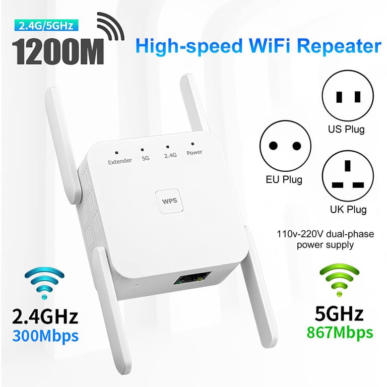 XIAOMI MIJIA youpin WD-R1203U WiFi Repeater High-speed Transmission Anti-interference Dual Frequency 1200Mbps 5G Plug Play WiFi Range Extender for Home