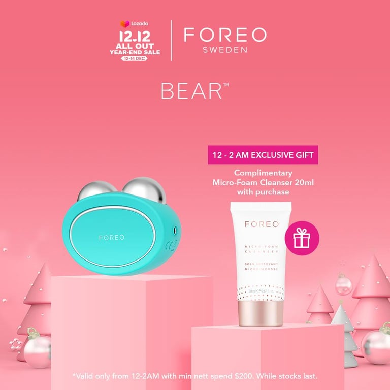 FOREO BEAR Microcurrent Full Facial Toning Beauty Device with 5 Intensities for Lifting and Firming Face Features [Rechargeable, 2-Year Warranty]