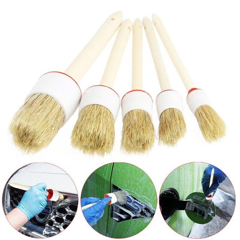 Wash Auto Care Interior Soft Bristle Car Brush Auto Detailing Wood Handle Tool