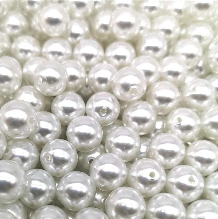 10-400 Pcs/Lot 3-20mm Straight Holes Acrylic Imitation Pearl Beige Bracelet Round Beads For DIY Craft Jewelry Making Supplies