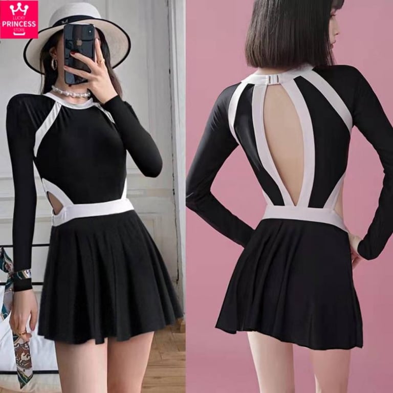 Swimwear women Swimsuit for women Korean swimsuit female conservative belly covering thin chest swimsuit matching long sleeved sunscreen swimsuit fashion tight backless swimsuit fitness body suit with breast pad no steel support swimsuit