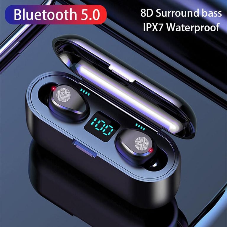 Vitog F9 Bluetooth Earphone with Mic,Touch Control HD Stereo TWS Wireless Earbuds with LED Display,Low Latency Waterproof Sports Bluetooth Headset for Xiaomi iPhone Huawei Samsung ViVo Oppo Realme Mobile Phone/Laptop/Tablets