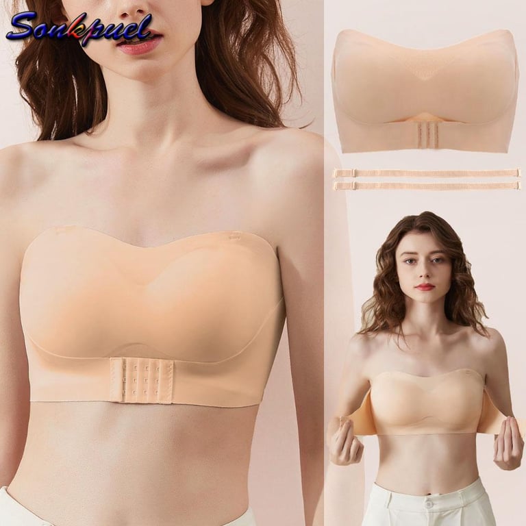 Sonkpuel Strapless Bra for Woman Invisible Tube Tops Seamless Breathable Wireless Wedding Brassiere Push Up Bras Sexy Female Lingerie