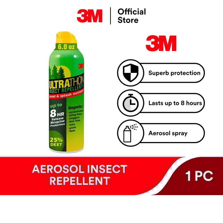 3M Ultrathon Insect Repellent Aerosol Spray 8 Hours Protection 170g, Sweat and Splash Resistant, Repels Mosquitoes, Insect Bites