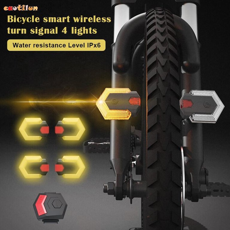 Caotilun Intelligent Wireless Bike Turn Signal Lights Front and Rear LED Direction Indicator Bicycle Accessory