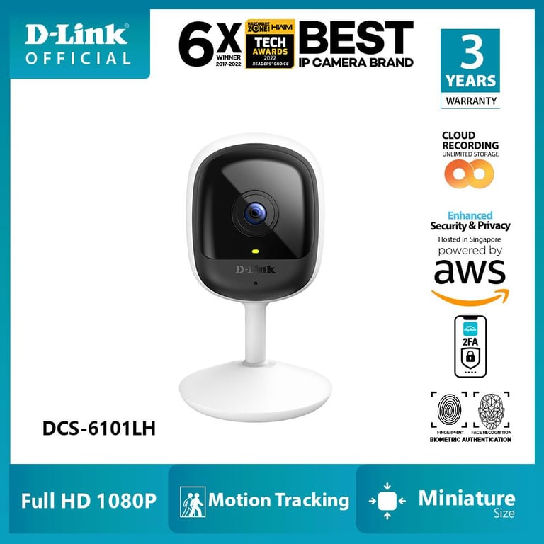 D-Link DCS-6101LH Wide-angle 110° FOV Compact Full HD Wi-Fi Smart Camera