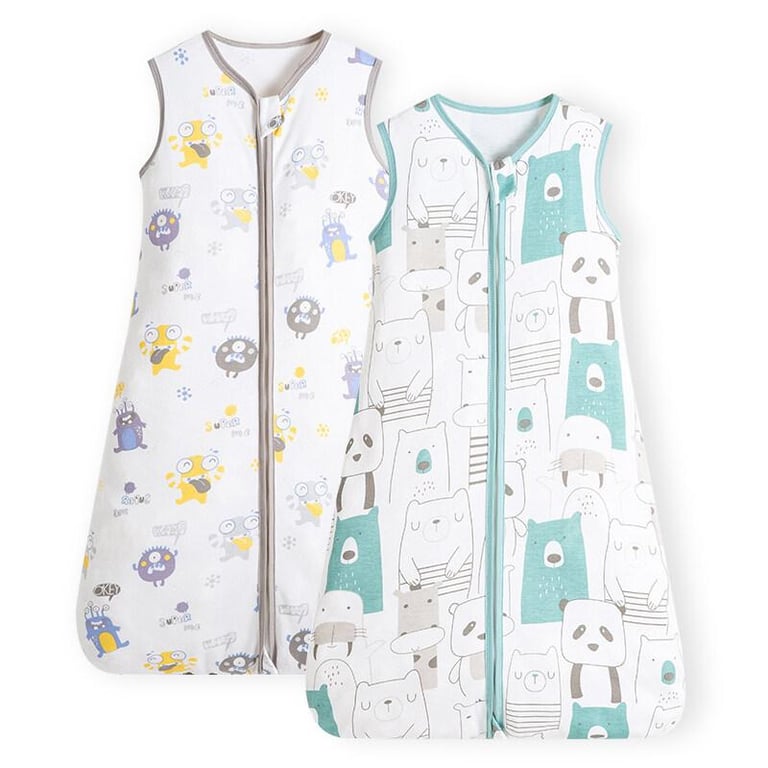 Breathable Cotton Baby Wearable Blanket with 2-Way Zipper, Super Soft Lightweight Sleeveless Sleep Bag Sack Clothes for Boys & Girls, Fits Toddlers 1 - 6 Age