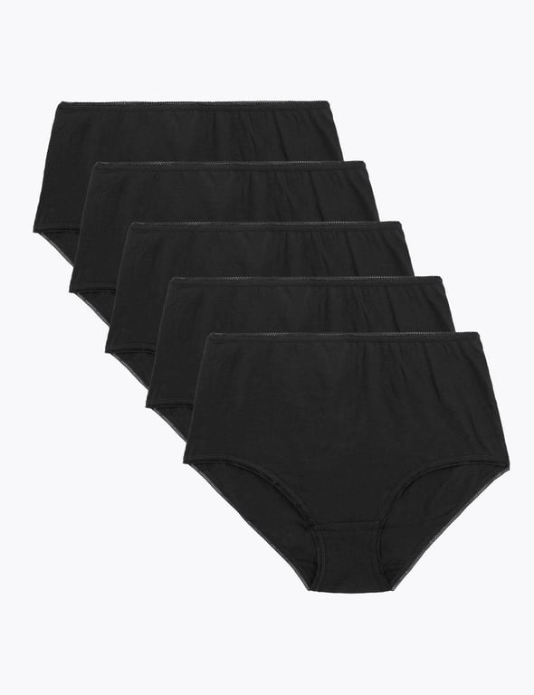 M&S 5 Pack Cotton Lycra High Rise Full Briefs