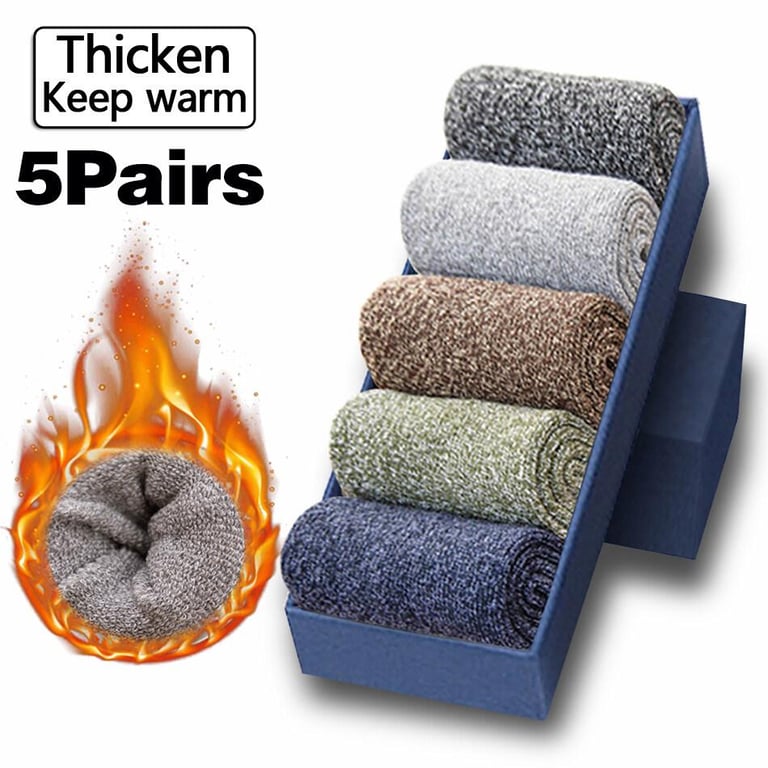 5 Pairs Thicken Wool Socks Men High Quality Towel Keep Warm Winter Socks Cotton Christmas Gift Socks For Man Thermal Size 38-45