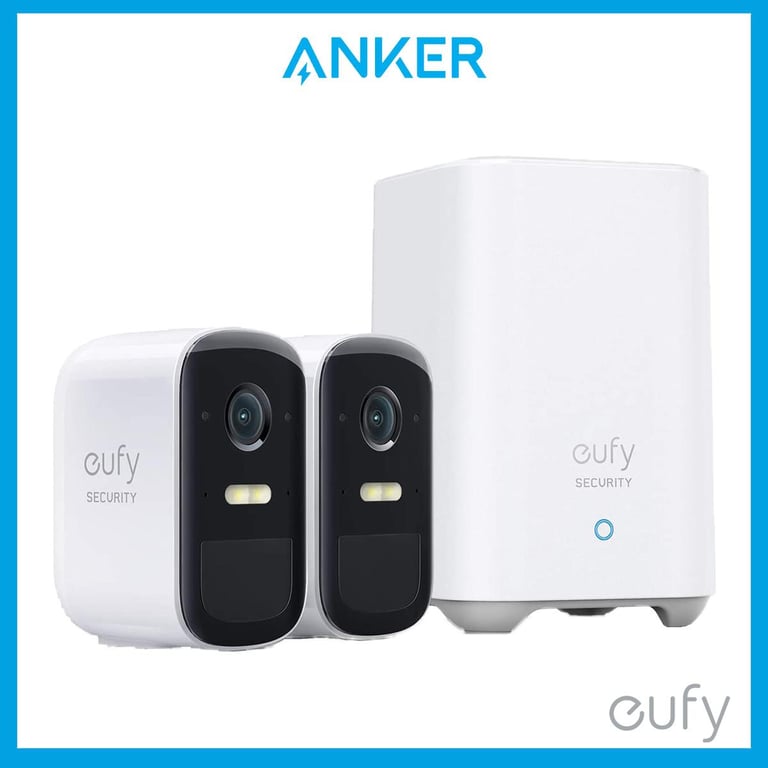 eufy by Anker eufyCam 2C Pro 2+1 2-Cam Kit, Wireless Home Security System with 2K Resolution, 180-Day Battery Life, Apple HomeKit Compatibility, IP67, Night Vision, and No Monthly Fee.