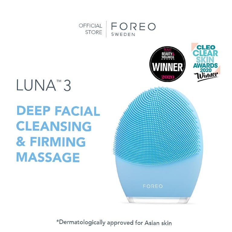 FOREO LUNA 3 for Combination Skin Facial Cleansing & Firming Face Massage Brush, Ultra-hygienic Silicone, Rechargeable [2-Year Warranty, App Connected]