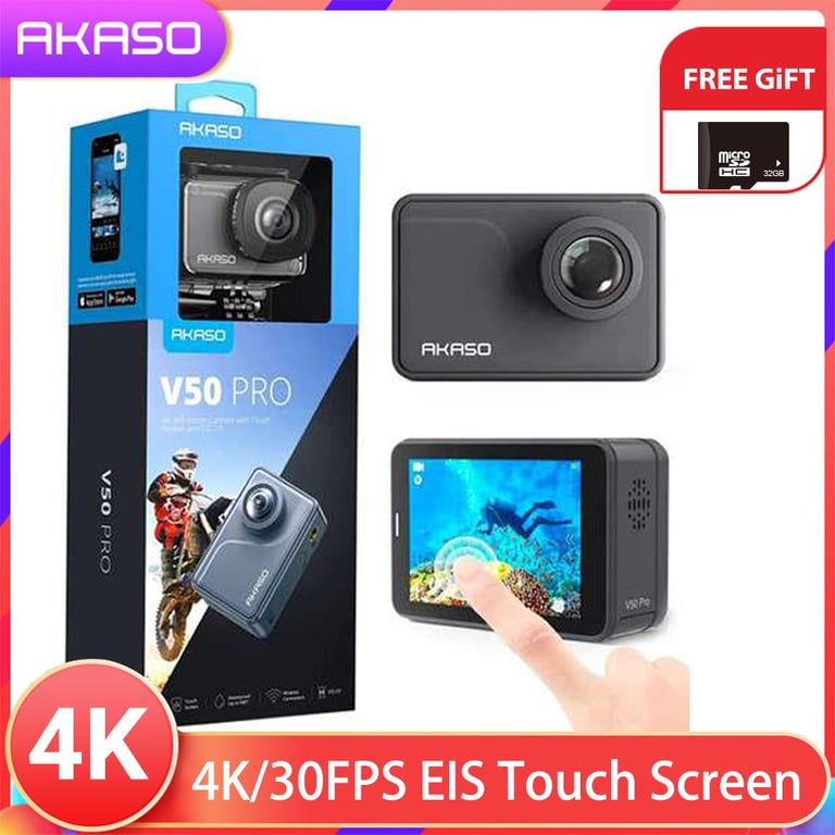 AKASO V50 PRO Native 4K/30FPS 2.7K/30FPS 1080P/60FPS HD 20MP  WiFi 30M Waterproof Action Camera EIS Touch Screen Digital DV Camcorder Support External Mic Remote Control Sports Camera
