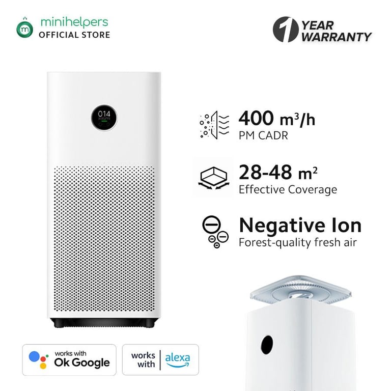 Xiaomi Mi Air Purifier 4 OLED Touch Display 99.97% Filtration Efficiency 360° Circulation Purification Google Alexa Control Low Noise 150m³/h Formaldehyde CADR 400m³/h PM CADR for Home Office