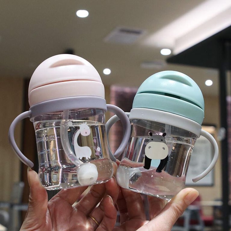 300Ml Baby Sippy Cup With Scale Plastic Water Bottle With Straw Baby Girl Boy Feeding Milk Bottle Drinking Cup Traning Cup