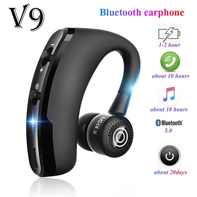 Vitog New V9 Bluetooth Earphone with Mic,5.0 Stereo Noise Reduction Wireless Headset for cellphone,HD Call Voice Control Business Handsfree Bluetooth Headset for Samsung Xiaomi iPhone Huawei Oppo ViVo Mobile Phone/Laptop/Tablet
