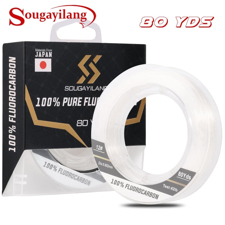 Sougayilang Line Leader 100% Sink Fluorocarbon Fishing Line 80 YDs 0.14mm-0.813mm Raw Material From Japan