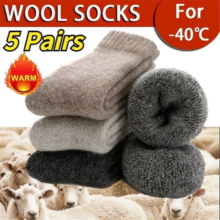 5 Pairs Super Thicker Wool Cashmere Socks Keep Warm Merino Wool Rabbit Socks Fall & Winter Casual Cold Resistance Sock for Men and Women