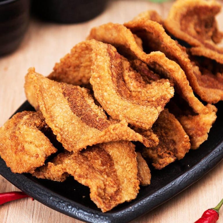 Lard residue snacks, dried pork cooked pork crispy skin, pork belly, specialty net red snack fried food 50g, 100g, 200g