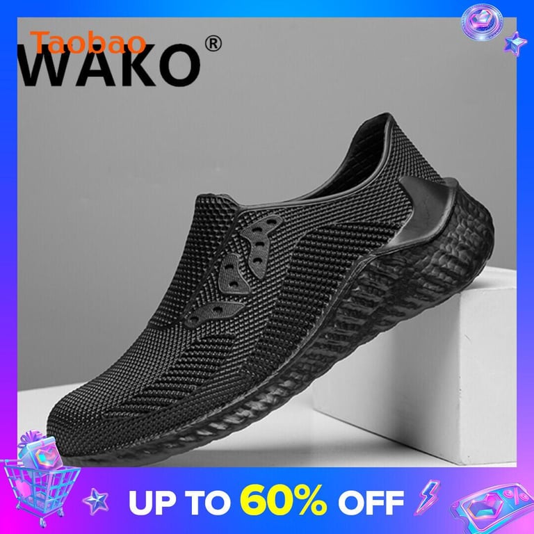 Wako Slip-on Waterproof Oil-Proof Kitchen Work Shoes Chef Shoes Fashion Short Tube Rain Boots Lightweight Special Rubber Shoes