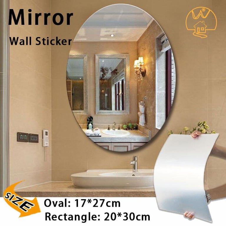 [Warm Homie] Mirror Wall Sticker Self-Adhesive Soft Mirror Sticker Non Glass Acrylic Sheets Waterproof Silver Vanity Bathroom Clear Image Mirror