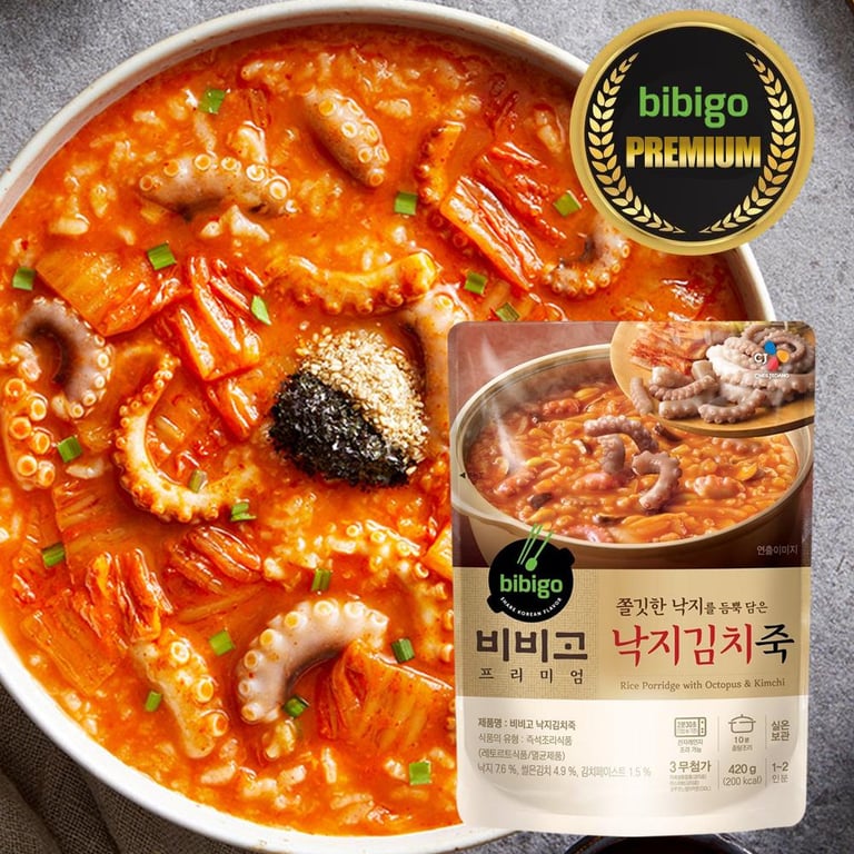 BIBIGO Kimchi & Small Octopus Porridge 450g (EXP-2023.02.28) bibigo porridge  Abalone porridge  CJ bibigo  bibigo food  korea food  k-food  korea soup  korean food raya hari raya raya gift
