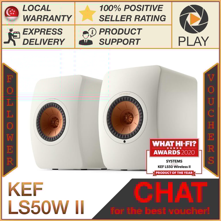 KEF LS50 Wireless II Active Bookshelf Speakers KEF LS50W II LS50W 2 (FOC installation)