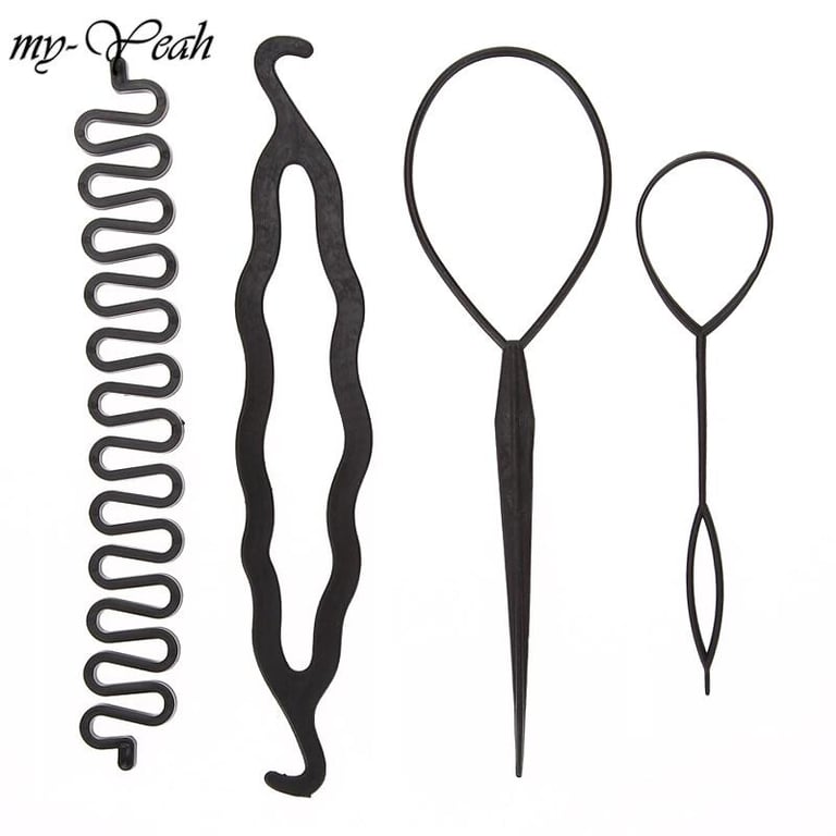 myyeah 4pcs/set 3 Kinds Magic Hair Styling Accessories Set Braiders Hair Pin Bun Roller Maker Hair Braiding Twist Curler Styling Tool