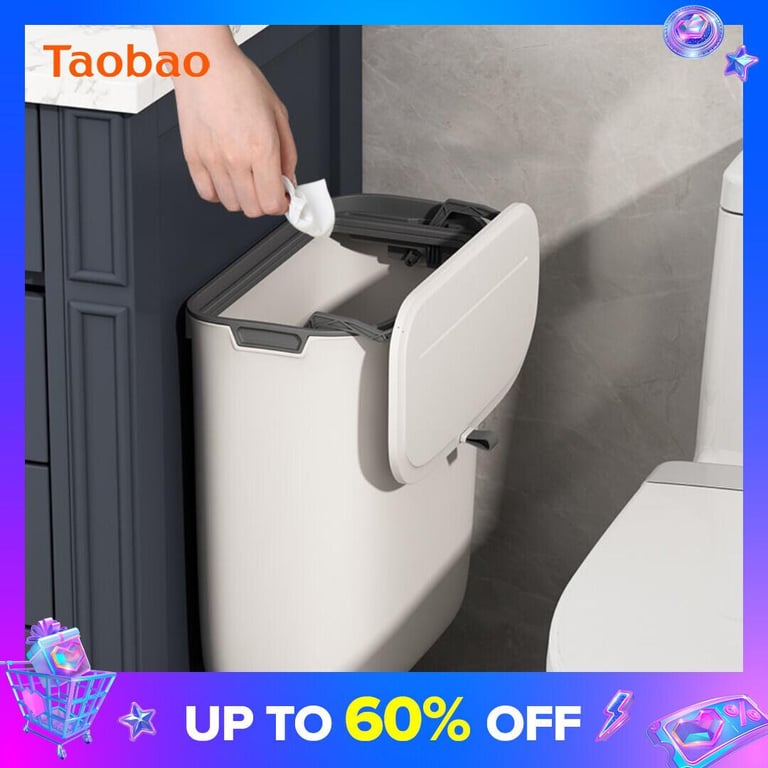 Trash Can Bathroom Toilet Wall-Mounted Toilet Paper Storage Tube with Lid Household Creative Small Paper Basket Toilet Bucket