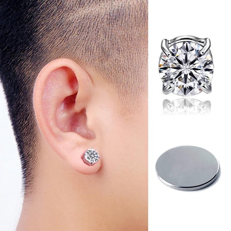 antanciepp No Piercing Clip On Crystal Zircon Magnetic Stud Earings Women Men Ear Studs