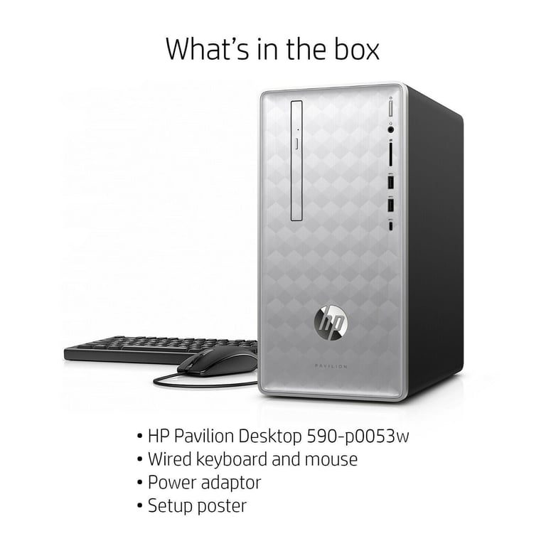 Same day delivery  New Model  9th gen HP 590-p0053w Pavilion i5-9400 6-Core 2.9 GHz (4.1 GHz Turbo)  16GB RAM  128GB SSD  Win 10 +2TB HDD with New Hp keyboard /HP mouse 1 year  warranty ,upgraded ,open box ,not used ,1 year wty