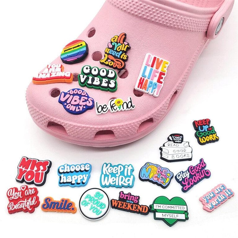 MJartoria Inspirational English Phrase Pattern Slipper Buckle Jibbitz Shoe Charms Crocs Shoe Accessories Jibbitz Set Crocs Accessories For Children And Adults Party X-mas Gifts