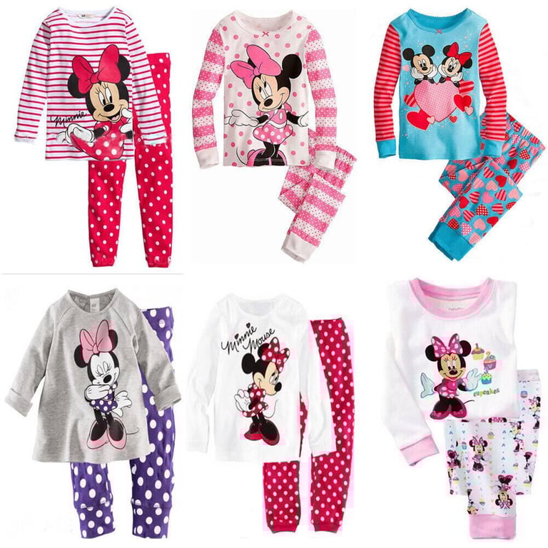 Kid Baby Boy Girl Mickey M innie M ouse Pyjamas Nightwear Sleepwear Pjs Outfit Set