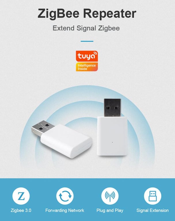 Tuya USB Smart Zigbee Signal Repeater Zigbee Extender For Zigbee Sensors Expand 20-30M Compatible Zigbee